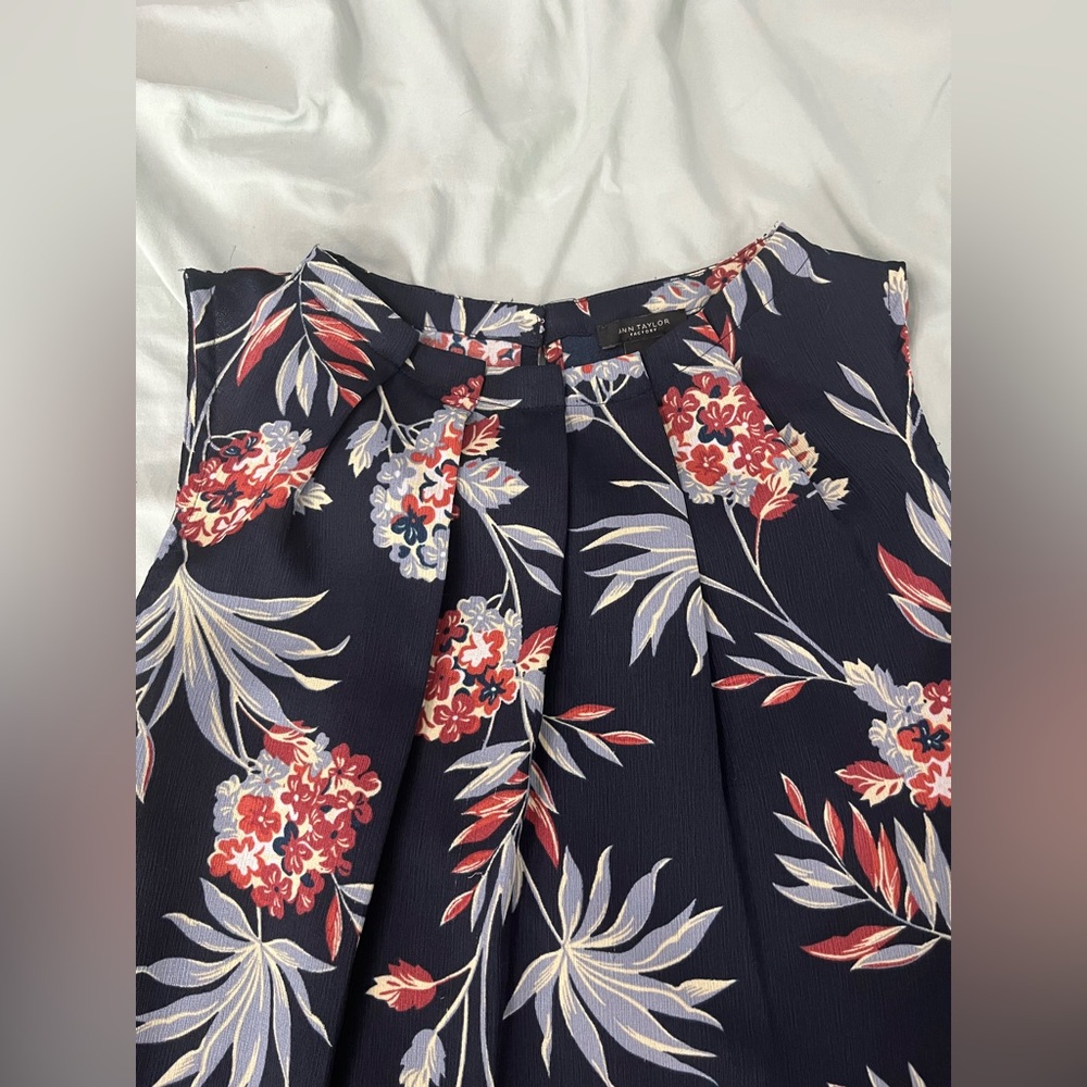 Ann Taylor Factory Navy Floral Top